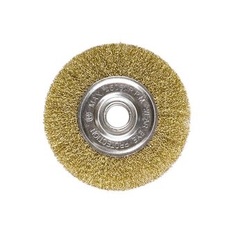  Щетка Matrix 74664 для УШМ, 150мм, посадка 22,2мм, плоская, латунированная витая проволока 