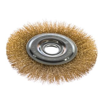  Щетка Matrix 74664 для УШМ, 150мм, посадка 22,2мм, плоская, латунированная витая проволока 