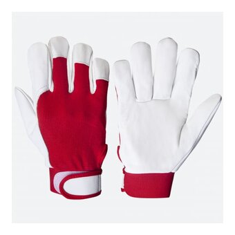  Перчатки кожаные Jeta Safety Mechanic JLE301-9/L красный/белый манжета велкро 