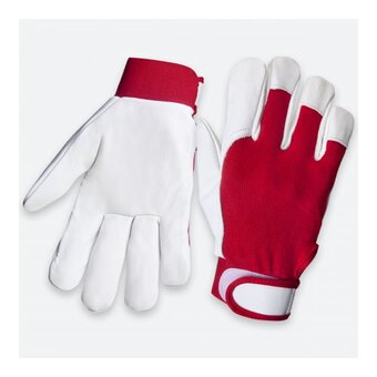  Перчатки кожаные Jeta Safety Mechanic JLE301-9/L красный/белый манжета велкро 