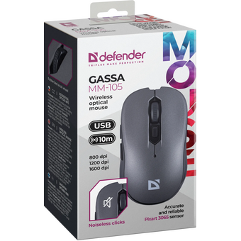  Мышка Defender Gassa MM-105 52104 Gray USB Optical WRL 