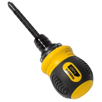  Двухсторонняя отвертка Deli DL626010 с трещеткой PH2+SL6x85мм 6/PH2x85мм, материал биты: Cr-V, общая длина: 95-140мм, диаметр хвостовика: 6,3мм 
