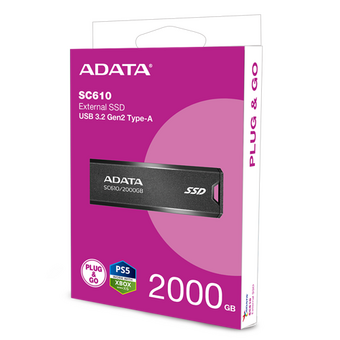  SSD ADATA SC610-2000G-CBK/RD USB 3.2 2TB Black 