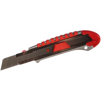  Нож Rexant 12-4918 с сегментированным лезвием 25мм, металлический обрезиненный корпус, с дополнительным замком на лезвии 