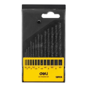  Набор сверл по металлу Deli HSS DH-MHZ013-ED1 (1,5-6,5мм, 13 шт) пластиковый кейс 
