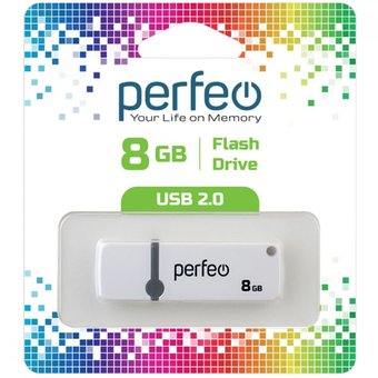  USB-флешка 8GB USB 2.0 Perfeo C07 White (PF-C07W008) 