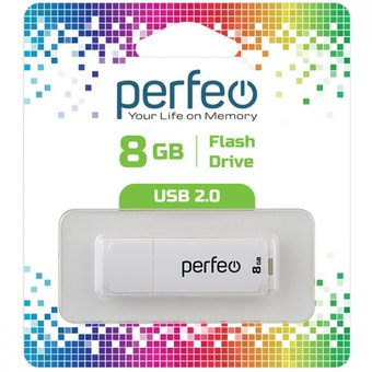 USB-флешка Perfeo C04 White (PF-C04W008) 8G USB 2.0 