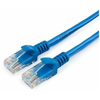  Патч-корд CABLEXPERT PP12-1M/B UTP5e, 1 м, литой, многожильный, биметалл CCA, 26AWG, PVC, синий 