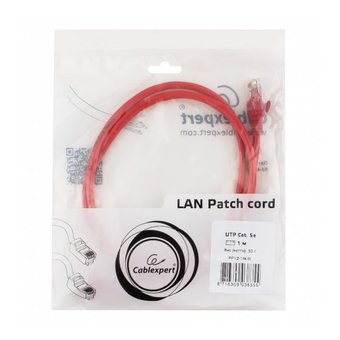  Патч-корд CABLEXPERT PP12-1M/R UTP5e, 1 м, литой, многожильный, биметалл CCA, 26AWG, PVC, красный 