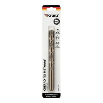  Сверло KRANZ KR-91-0513 по металлу Кобальт 12мм, сталь HSS-Co 5 % M35 P6M5K5 DIN 338 