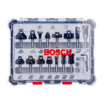  Набор фрез Bosch 2607017472 по дереву dпосад.-8мм фрезеры 15шт 