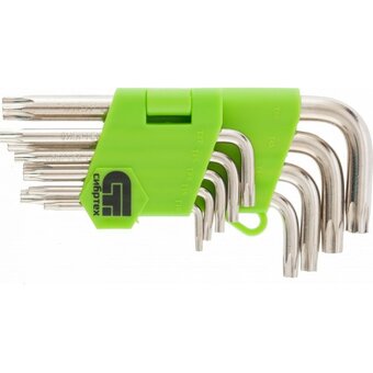  Набор ключей имбусовых Сибртех 12321 Tamper-Torx, 9шт, TT10-TТ50, 45x, закаленные, короткие, никель 