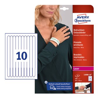  Пленка Avery Zweckform L4000-10 265x18мм 10шт на листе/160г/м2/10л./белый самоклей. для лазерной печати 