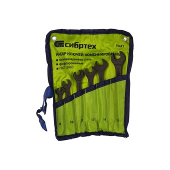  Набор ключей комбинированных Сибртех 15471 8-17мм, 6шт, CrV, фосфатированные, ГОСТ 16983 