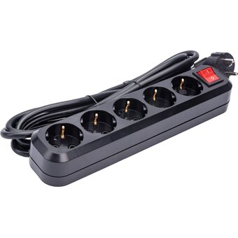  Сетевой фильтр 5bites SP5B-330 5S, 3*1.5mm2, 16A, ABS, 3m, Black 