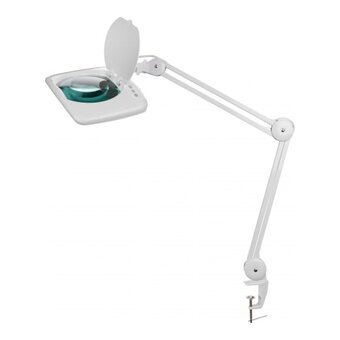  Лупа REXANT 31-0513 на струбцине квадратная настольная 5Х с подсветкой 60 LED диодов, белая 
