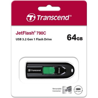  USB-флешка Transcend 64Gb Jetflash Type-C 790С TS64GJF790C USB3.0 черный 