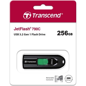  USB-флешка Transcend 256Gb Jetflash Type-C 790С TS256GJF790C USB3.0 черный 
