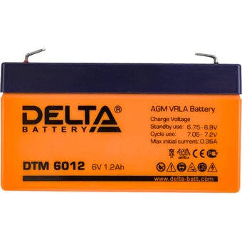  Батарея Delta DTM 6012 (1.2Ач, 6В) свинцово- кислотный аккумулятор 