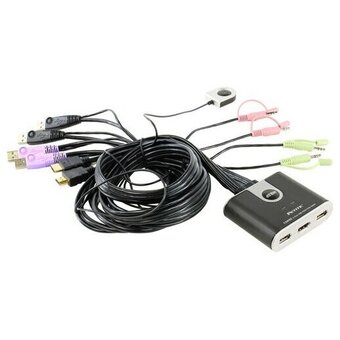  KVM-переключатель Aten CS692-AT KVM+Audio 1 user USB+HDMI - 2 cpu USB+HDMI со встр.шнурами USB+Audio 2x1.2м 1920x1200 настол., исп.стандарт 
