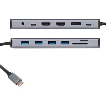  USB-концентратор Vcom CU4706 TypeC -- 2HDMI+DP 4K*60Hz+3USB3.0+TC+USB2.0+RJ45+SD+TF+PD+audio+TCадаптер 
