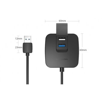  Концентратор Vention CHABD OTG USB 2.0/USB 3.0 на 4 порта черный 0.5м 