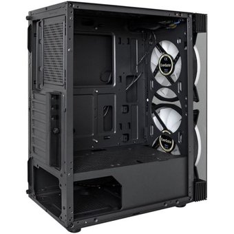  Корпус ExeGate EX289022RUS Miditower i3 MATRIX (ATX, без БП, 2*USB+1*USB3.0, HD аудио, черный, 2 вент. 18см с RGB подсветкой) 