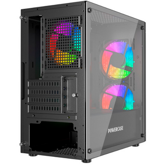  Корпус Powercase Mistral Micro D3B ARGB (CMMDB-A3), Tempered Glass, 2x 140mm ARGB PWM+1x 120mm ARGB PWM, чёрный, mATX 