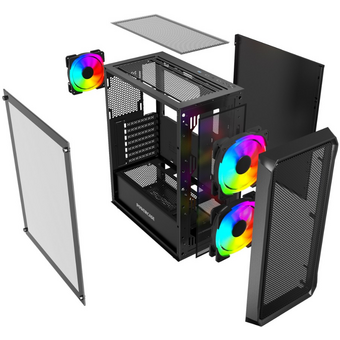  Корпус Powercase Mistral Edge SE (CMSEB-A3), Tempered Glass, 2x 140mm ARGB PWM+1х 120mm ARGB PWM, чёрный, ATX 