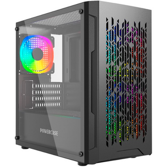  Корпус Powercase Mistral Micro D3B ARGB (CMMDB-A3), Tempered Glass, 2x 140mm ARGB PWM+1x 120mm ARGB PWM, чёрный, mATX 