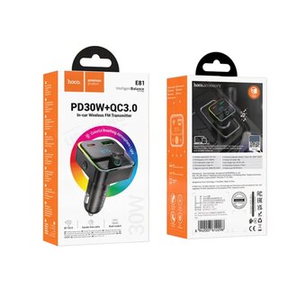  АЗУ Bluetooth FM Трансмиттер HOCO E81 Fantasy PD30W+QC3.0 (черный) 