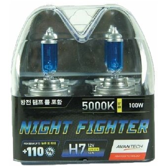  Лампа автомобильная галогенная Avantech Night Fighter AB5007 55Вт/12В/H7/5000K/2шт. 