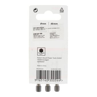  Биты Bosch Рh2 2607001528 6-ти гранный хвостик14", 49мм 