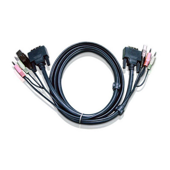  Кабель KVM Aten 2L-7D02U USB(тип А Male)+DVI-D(Male)+2хАудио(Male) -USB(тип B Male)+DVI-D(Male)+2хАудио(Male) 1,8м черный DVI/USBA/SP.MC-DVI/USB B 