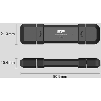 USB-флешка Silicon Power DS72 (SP001TBUC3S72V1K) 1TB USB 3.2/Type-C, Черный, read/write 
