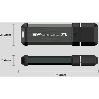  USB-флешка Silicon Power MS70 (SP002TBUF3S70V1G) 2TB USB 3.2, Серый, read/write 