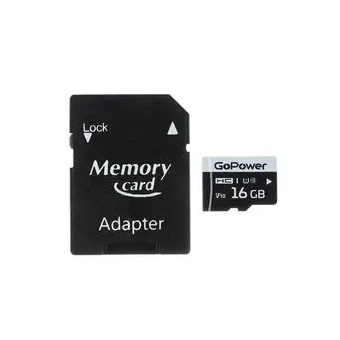  Карта памяти GoPower 00-00025674 microSD 16GB Class10 60 МБ/сек V10 с адаптером 