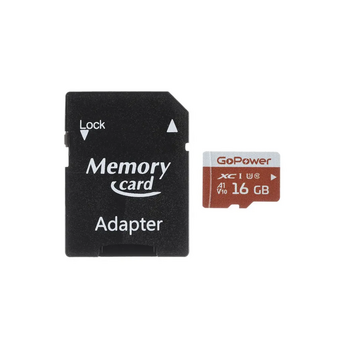  Карта памяти GoPower 00-00025678 microSD 16GB Class10 UHS-I (U3) 80 МБ/сек V10 с адаптером 
