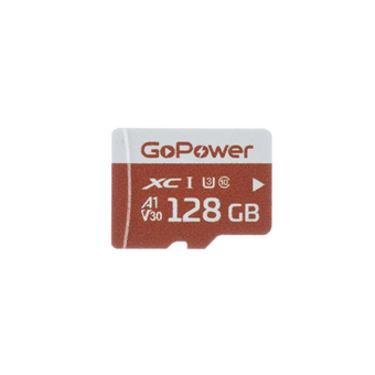  Карта памяти GoPower 00-00025683 microSD 128GB Class10 UHS-I (U3) 100 МБ/сек V30 без адаптера 