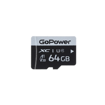  Карта памяти GoPower 00-00025677 microSD 64GB Class10 70 МБ/сек V30 без адаптера 