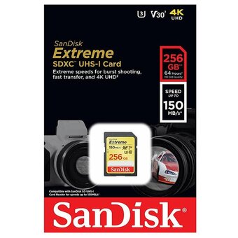  Карта памяти SanDisk Extreme SDSDXVV-256G-GNCIN 256GB SDXC Class 10 V30 UHS-I U3 