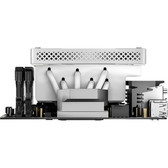 Кулер JONSBO HX6200D White низкопрофильный 63mm LGA1700/1200/115X/AM4 (18шт/кор, TDP 180W, PWM, 120mm Black Fan, 6 тепловых трубок, медная база, белый 
