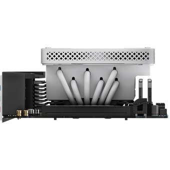  Кулер JONSBO HX6200D White низкопрофильный 63mm LGA1700/1200/115X/AM4 (18шт/кор, TDP 180W, PWM, 120mm Black Fan, 6 тепловых трубок, медная база, белый 