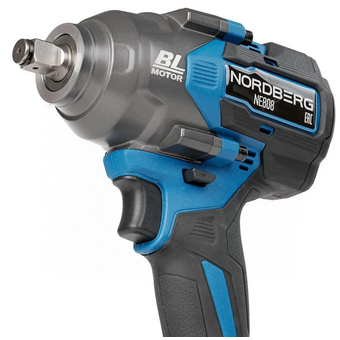  Гайковерт NORDBERG NE808K аккумуляторный, 1/2", 21В, 1200 Нм с двумя 4A акк. и зар. уст-вом 1,8A, в кейсе 