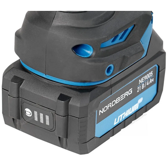  Гайковерт NORDBERG NE808K аккумуляторный, 1/2", 21В, 1200 Нм с двумя 4A акк. и зар. уст-вом 1,8A, в кейсе 