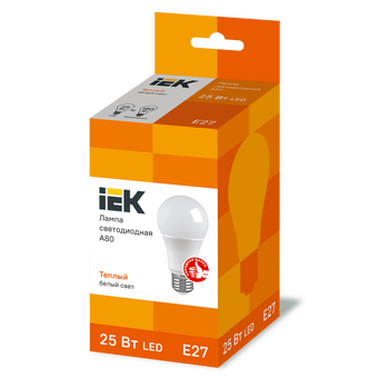 Лампа IEK LLE-A80-25-230-30-E27 (LED A80 шар 25Вт 230В 3000К E27) 