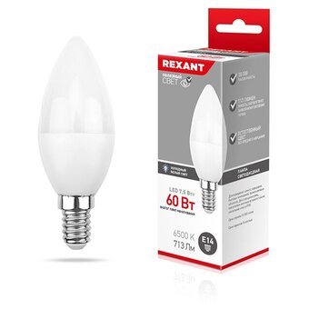  Лампа светодиодная Rexant 604-017 свеча (CN) 7,5 Вт E14 713 лм 2700 K теплый свет 