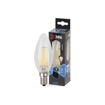  Лампочка Эра F-LED B35-7W-840-E14 (филамент, свеча, 7Вт, нейтр, E14) (10/100/4000) (Б0027943) 