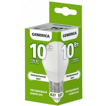  Лампа Generica LL-G45-10-230-40-E27-G (LED G45 шар 10Вт 230В 4000К E27) 