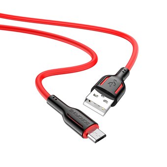  Дата-кабель BOROFONE BX63 Charming micro 1м (чёрно-красный) 